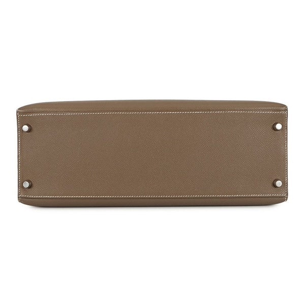 エルメス ハンドバッグ ケリー35 外縫い ヴェルソ エトゥープ/ルビー/シルバー金具 エプソン □R刻印 2wayショルダー SPO