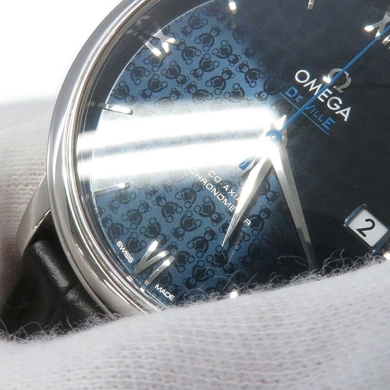 オメガ デヴィル プレステージ オービス デイト 424.13.40.20.03.003 OMEGA 腕時計 ブルー文字盤