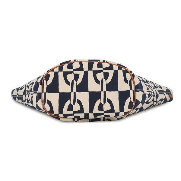 エルメス トートバッグ パニエ ド プラージュ オプティック シェーヌダンクル PM ホワイト/ネイビー/シルバー金具 キャンバス