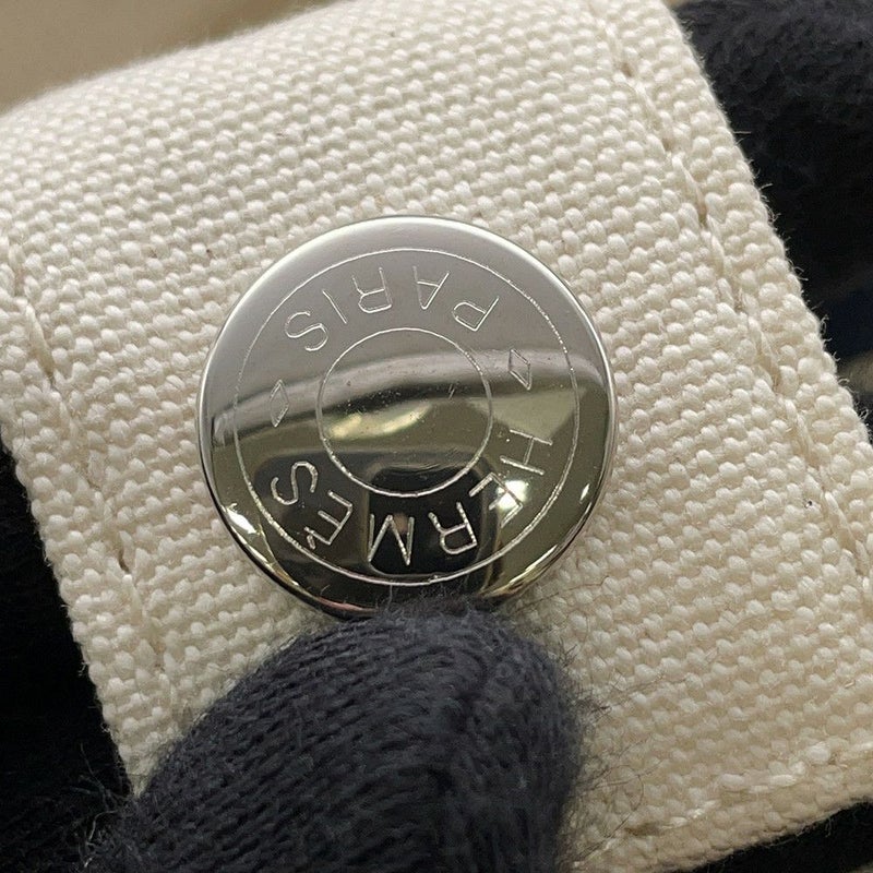 エルメス トートバッグ パニエ ド プラージュ オプティック シェーヌダンクル PM ホワイト/ネイビー/シルバー金具 キャンバス