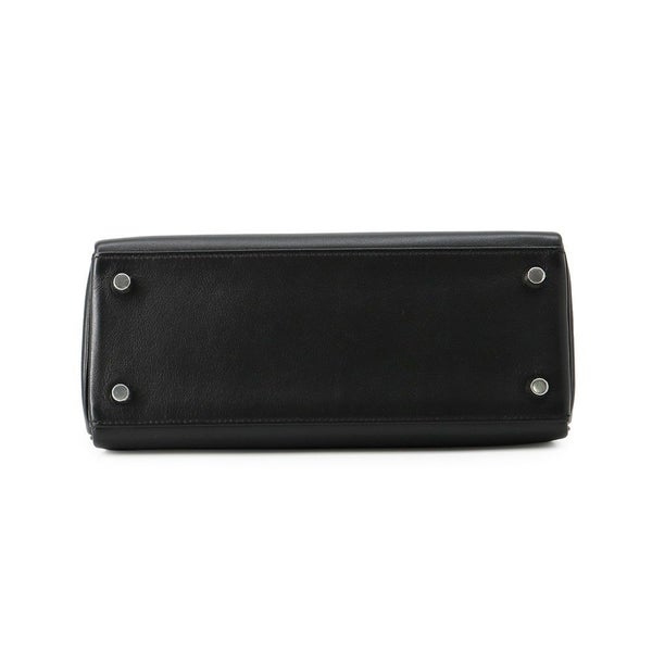 エルメス ハンドバッグ ケリー25 内縫い ブラック/シルバー金具 ヴォーシェリ K刻印 2wayショルダー 黒