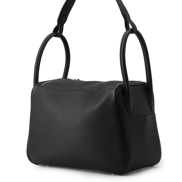 エルメス ハンドバッグ リンディ26 ブラック/シルバー金具 トリヨンクレマンス K刻印 2wayショルダー 黒