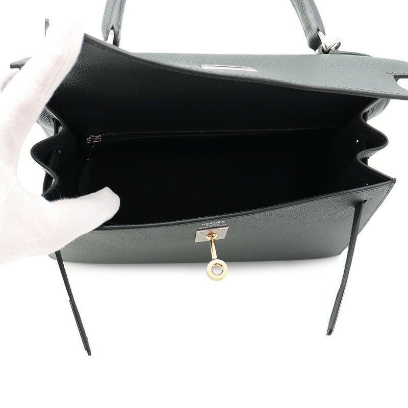 エルメス ハンドバッグ ケリー25 外縫い ヴェールマングローブ/エレクトラム金具 エプソン K刻印 2wayショルダー