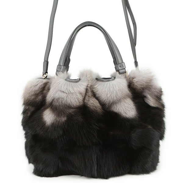 トッズ ハンドバッグ ミンクファー TOD'S 2wayショルダー 黒