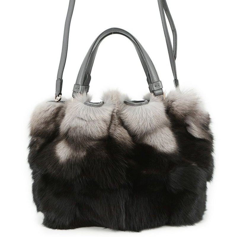 トッズ ハンドバッグ ミンクファー TOD'S 2wayショルダー 黒