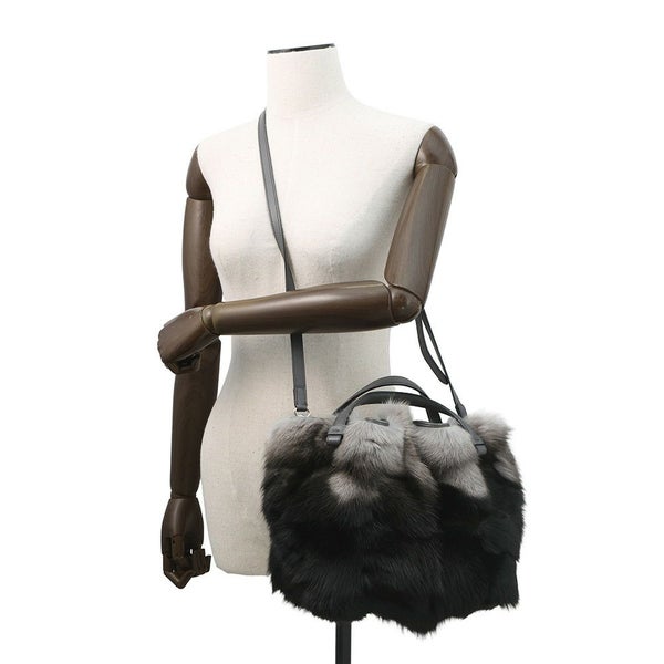 トッズ ハンドバッグ ミンクファー TOD'S 2wayショルダー 黒