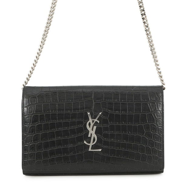 サンローランパリ チェーンウォレット クロコ型押しレザー 377829 SAINT LAURENT PARIS 財布 黒