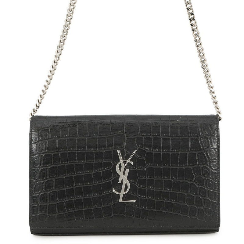 サンローランパリ チェーンウォレット クロコ型押しレザー 377829 SAINT LAURENT PARIS 財布 黒