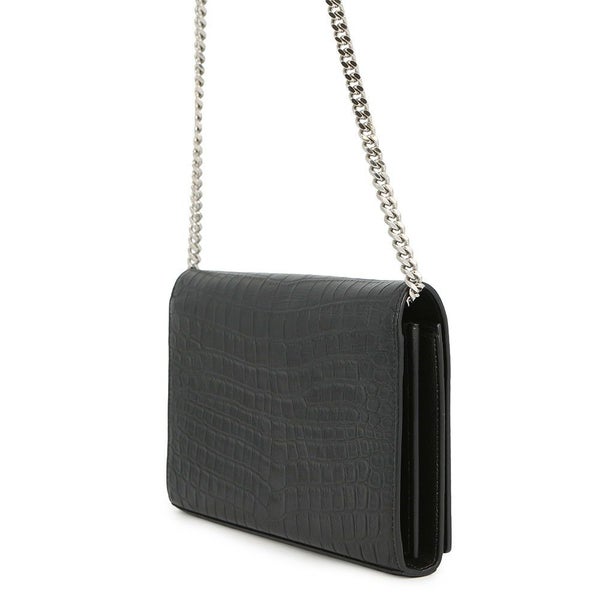 サンローランパリ チェーンウォレット クロコ型押しレザー 377829 SAINT LAURENT PARIS 財布 黒