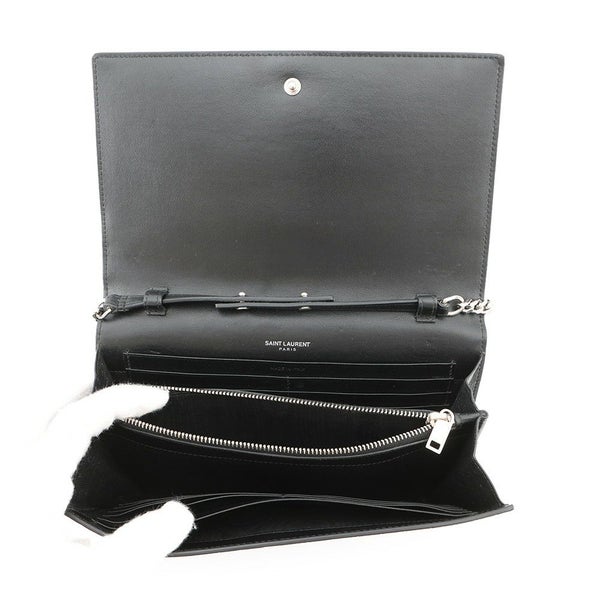 サンローランパリ チェーンウォレット クロコ型押しレザー 377829 SAINT LAURENT PARIS 財布 黒