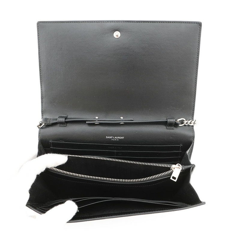サンローランパリ チェーンウォレット クロコ型押しレザー 377829 SAINT LAURENT PARIS 財布 黒