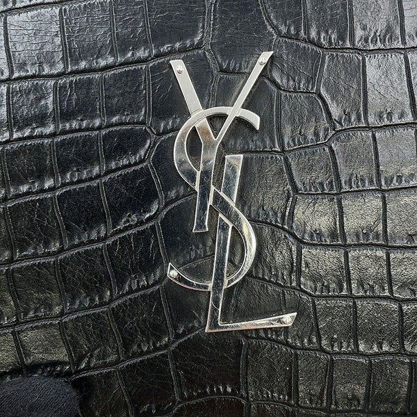 サンローランパリ チェーンウォレット クロコ型押しレザー 377829 SAINT LAURENT PARIS 財布 黒