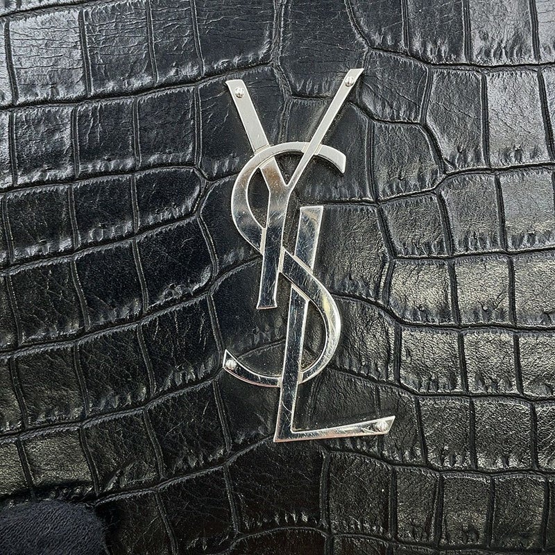 サンローランパリ チェーンウォレット クロコ型押しレザー 377829 SAINT LAURENT PARIS 財布 黒