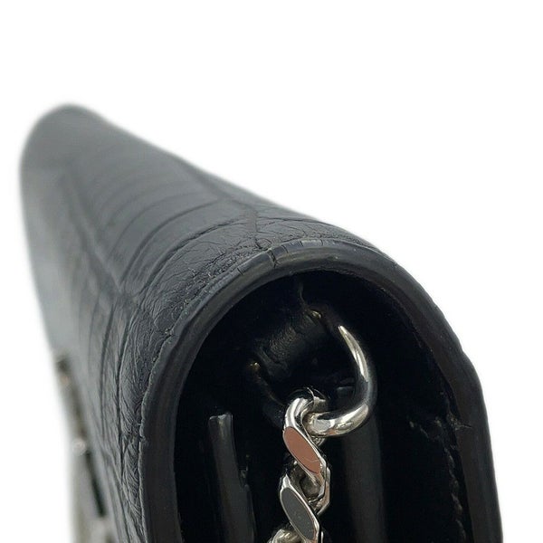 サンローランパリ チェーンウォレット クロコ型押しレザー 377829 SAINT LAURENT PARIS 財布 黒