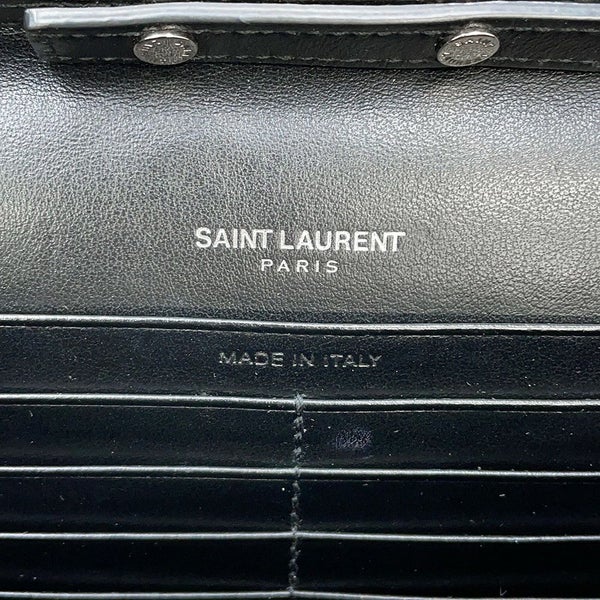 サンローランパリ チェーンウォレット クロコ型押しレザー 377829 SAINT LAURENT PARIS 財布 黒