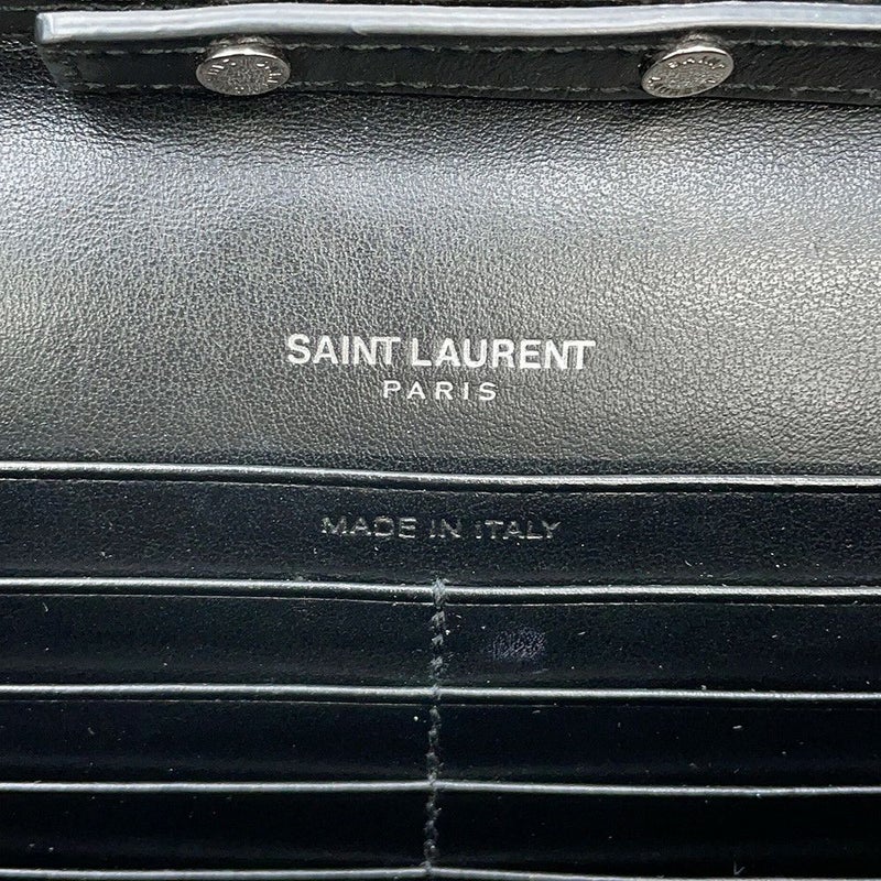 サンローランパリ チェーンウォレット クロコ型押しレザー 377829 SAINT LAURENT PARIS 財布 黒