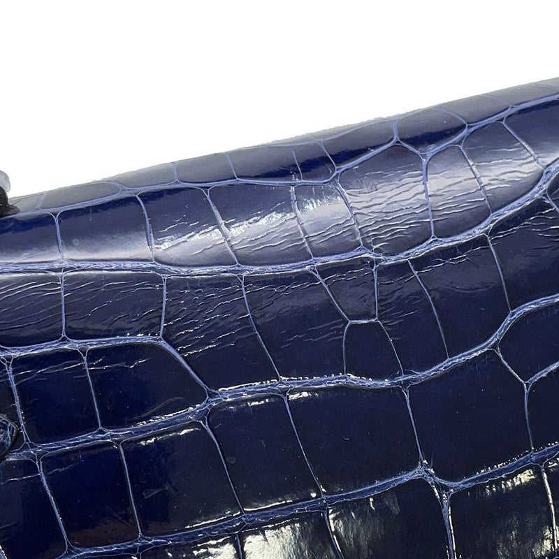 エルメス ハンドバッグ ケリー25 外縫い ブルーサフィール/シルバー金具 アリゲーターシャイン C刻印 2wayショルダー