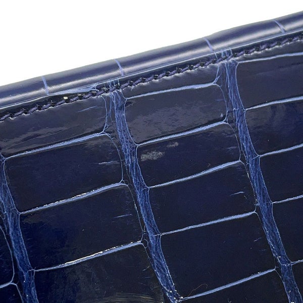 エルメス ハンドバッグ ケリー25 外縫い ブルーサフィール/シルバー金具 アリゲーターシャイン C刻印 2wayショルダー