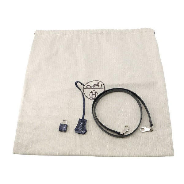 エルメス ハンドバッグ ケリー25 外縫い ブルーサフィール/シルバー金具 アリゲーターシャイン C刻印 2wayショルダー