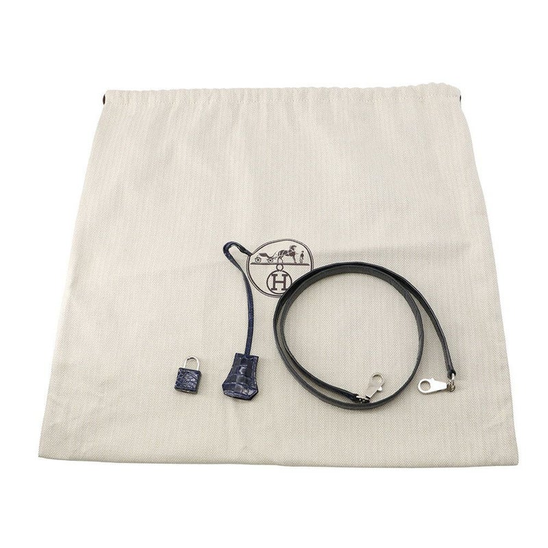 エルメス ハンドバッグ ケリー25 外縫い ブルーサフィール/シルバー金具 アリゲーターシャイン C刻印 2wayショルダー