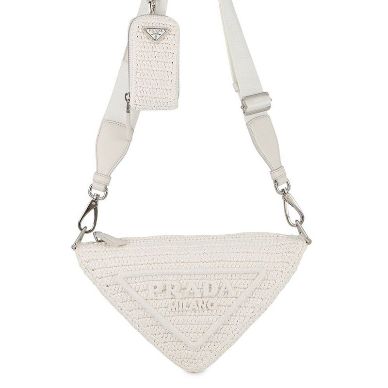 プラダ ショルダーバッグ トライアングル ラフィア 1BH190 PRADA 白