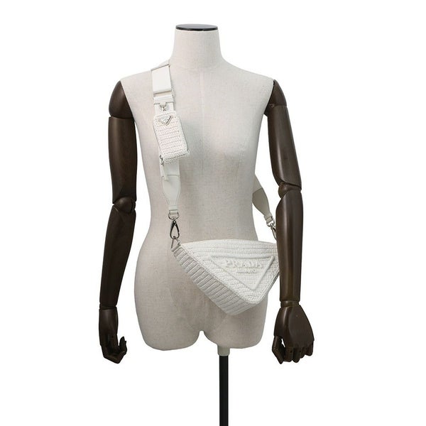 プラダ ショルダーバッグ トライアングル ラフィア 1BH190 PRADA 白