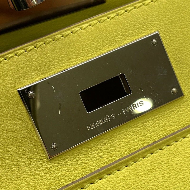 エルメス ハンドバッグ ツールボックス26 ライム/シルバー金具 スイフト □Q刻印 HERMES 2wayショルダー