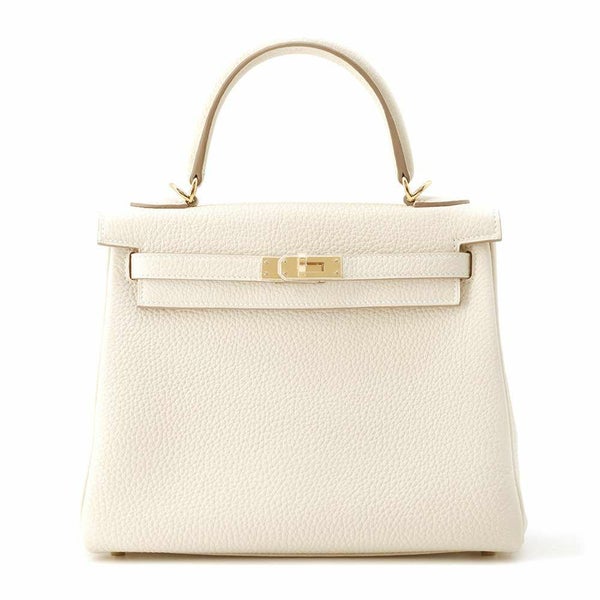 エルメス ハンドバッグ ケリー25 内縫い クレ/ゴールド金具 トゴ W刻印 HERMES 2wayショルダー
