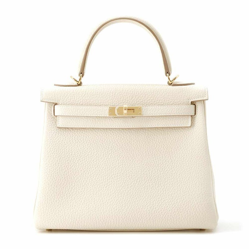 エルメス ハンドバッグ ケリー25 内縫い クレ/ゴールド金具 トゴ W刻印 HERMES 2wayショルダー