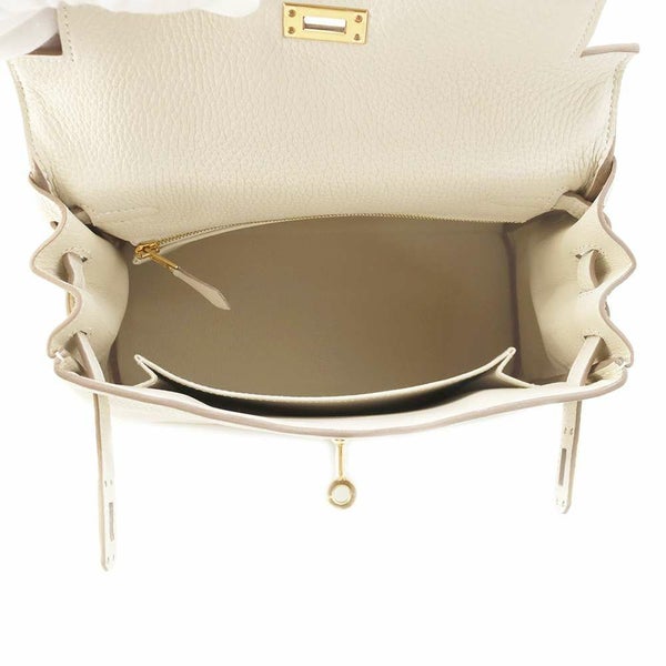 エルメス ハンドバッグ ケリー25 内縫い クレ/ゴールド金具 トゴ W刻印 HERMES 2wayショルダー