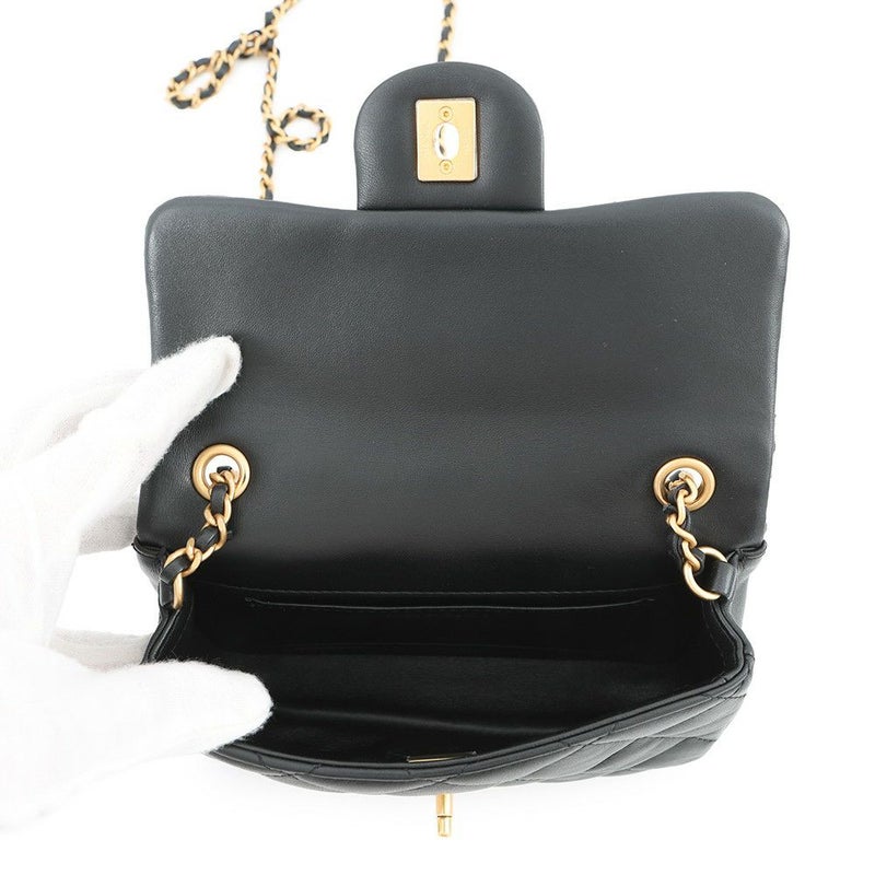 シャネル チェーンショルダーバッグ ミニ マトラッセ ハートチャーム ラムスキン AS3457 CHANEL 黒
