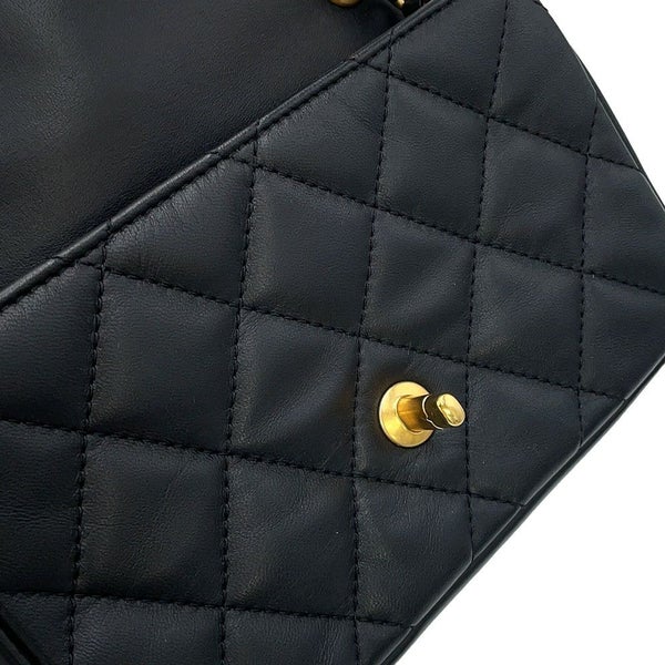 シャネル チェーンショルダーバッグ ミニ マトラッセ ハートチャーム ラムスキン AS3457 CHANEL 黒