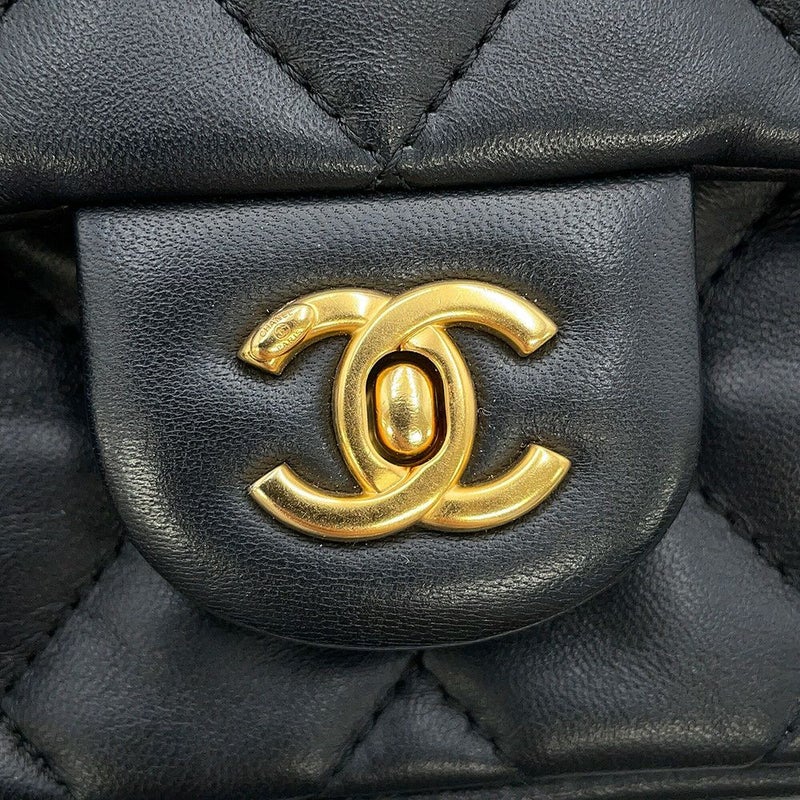 シャネル チェーンショルダーバッグ ミニ マトラッセ ハートチャーム ラムスキン AS3457 CHANEL 黒