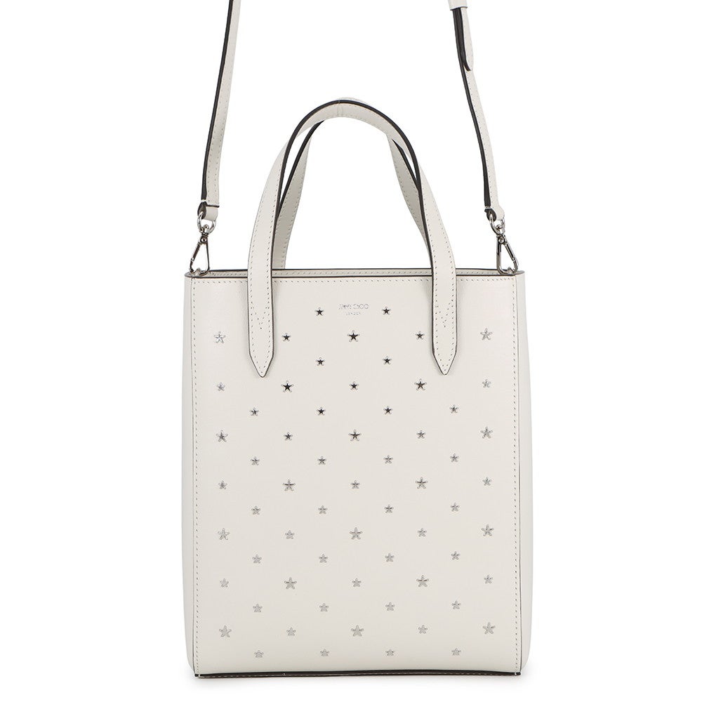 JIMMY CHOO スタースタッズ トートバッグ ホワイト ジミーチュウ ハンドバッグ BRIA TOTE スタースタッズ レザー JIMMY