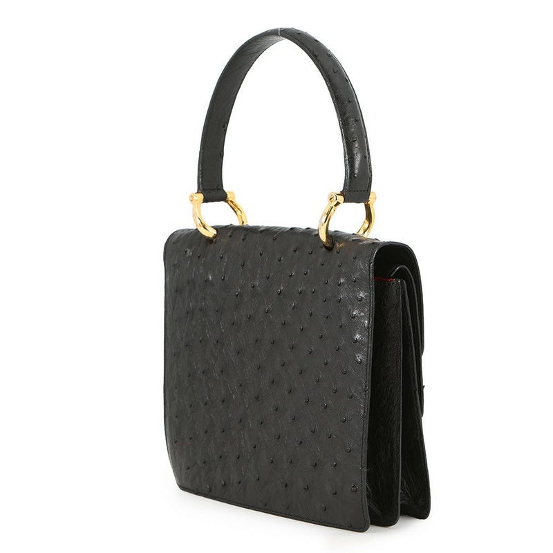 セリーヌ ハンドバッグ オーストリッチ CELINE 黒 エキゾチックレザー
