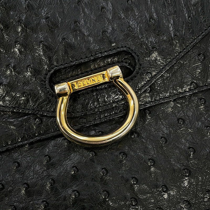 セリーヌ ハンドバッグ オーストリッチ CELINE 黒 エキゾチックレザー