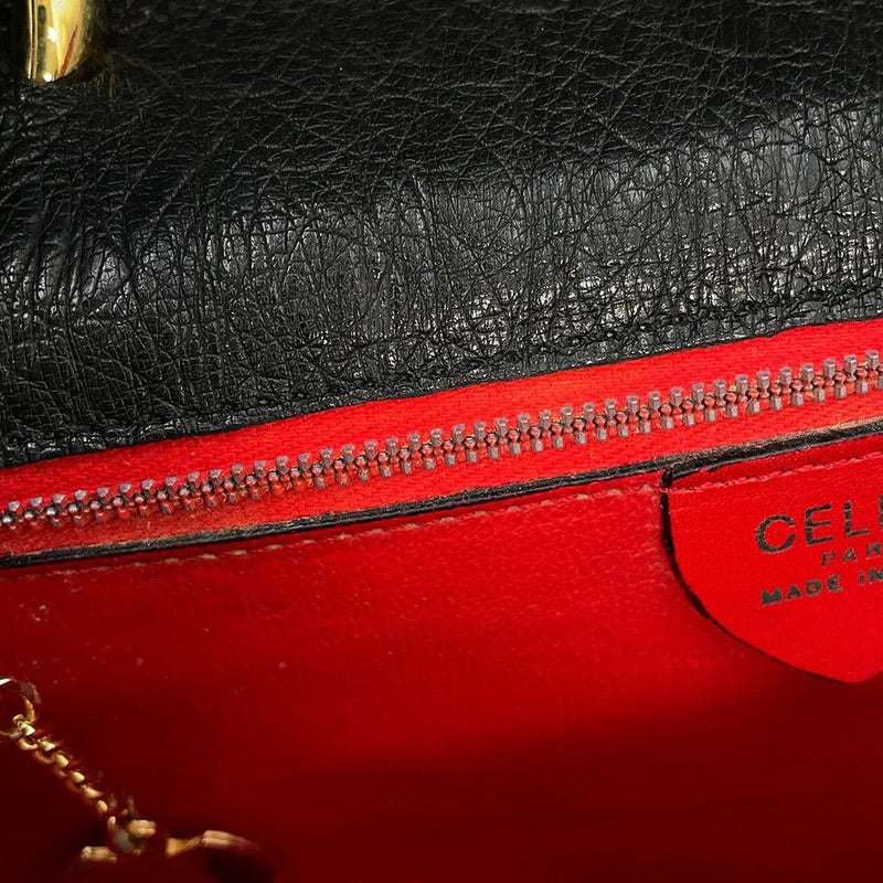 セリーヌ ハンドバッグ オーストリッチ CELINE 黒 エキゾチックレザー