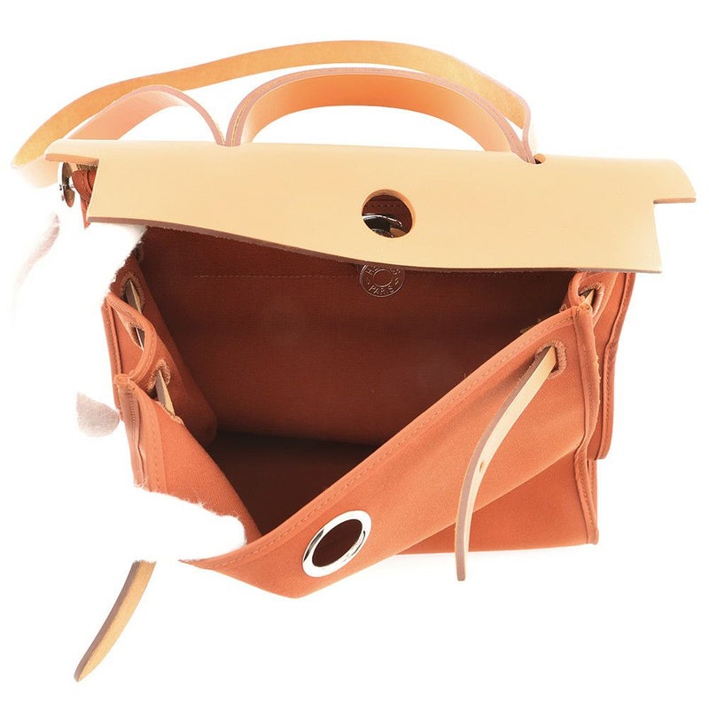 エルメス エールバッグジップPM オレンジ/ナチュラル/シルバー金具 トワルアッシュ/ヴァッシュハンター A刻印 2way