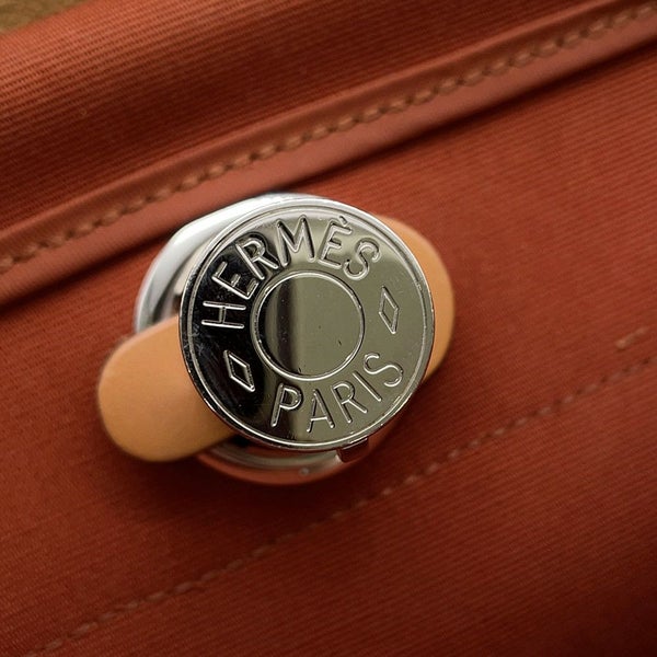 エルメス エールバッグジップPM オレンジ/ナチュラル/シルバー金具 トワルアッシュ/ヴァッシュハンター A刻印 2way