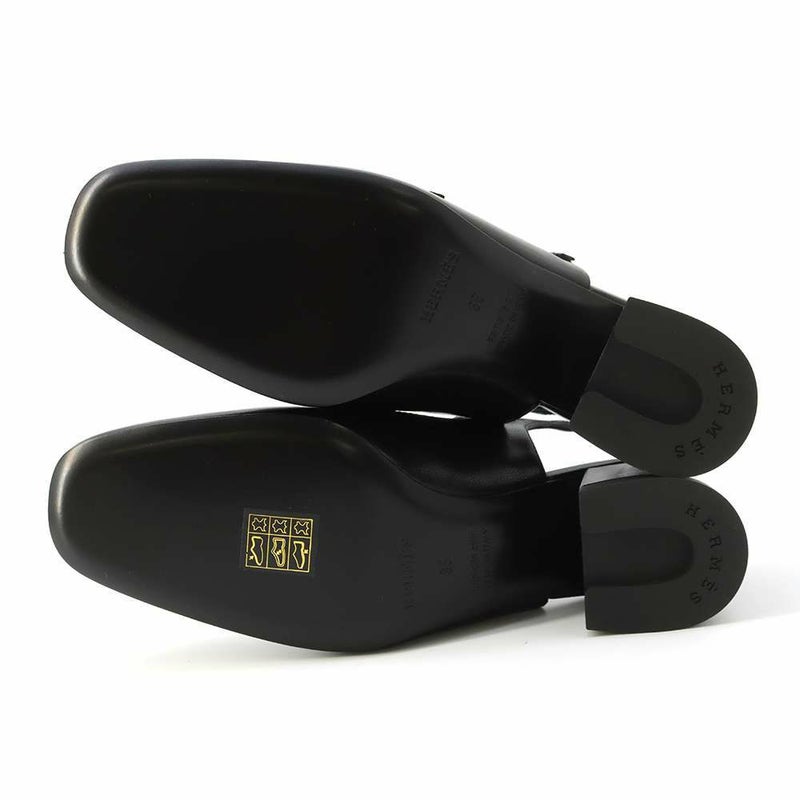 エルメス パンプス ジャッキー 50 レザー レディースサイズ35 HERMES 靴 黒 シェーヴル