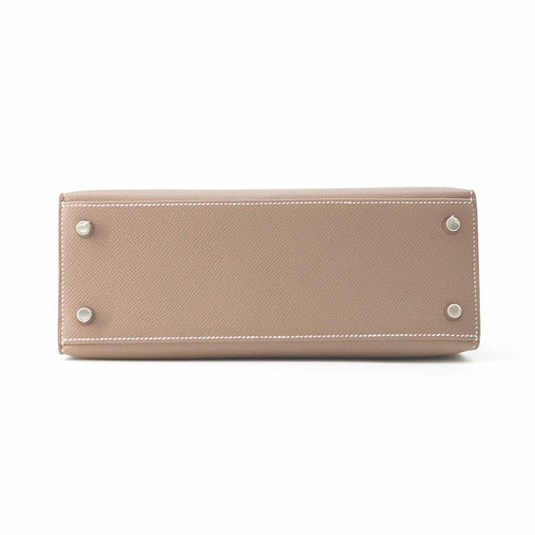 エルメス ハンドバッグ ケリー25 外縫い エトゥープ/シルバー金具 エプソン W刻印 HERMES 2wayショルダー