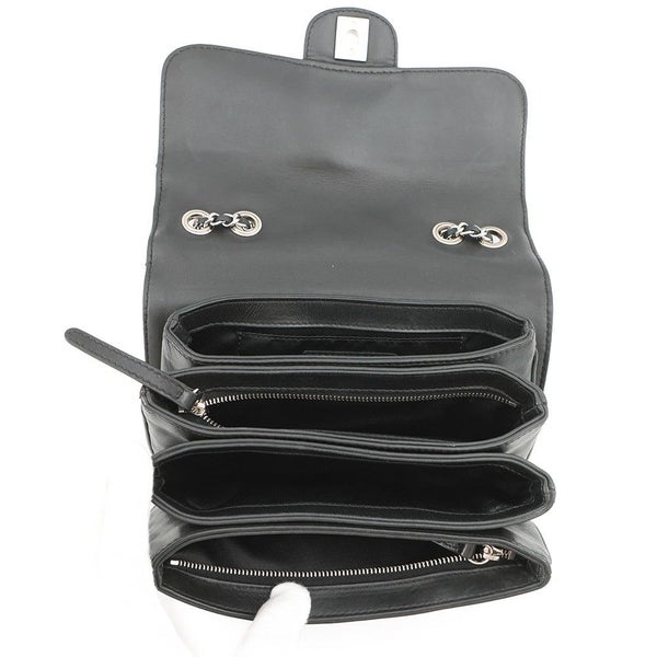 シャネル チェーンショルダーバッグ マトラッセ ココマーク マチポケット アコーディオン ラムスキン CHANEL 黒