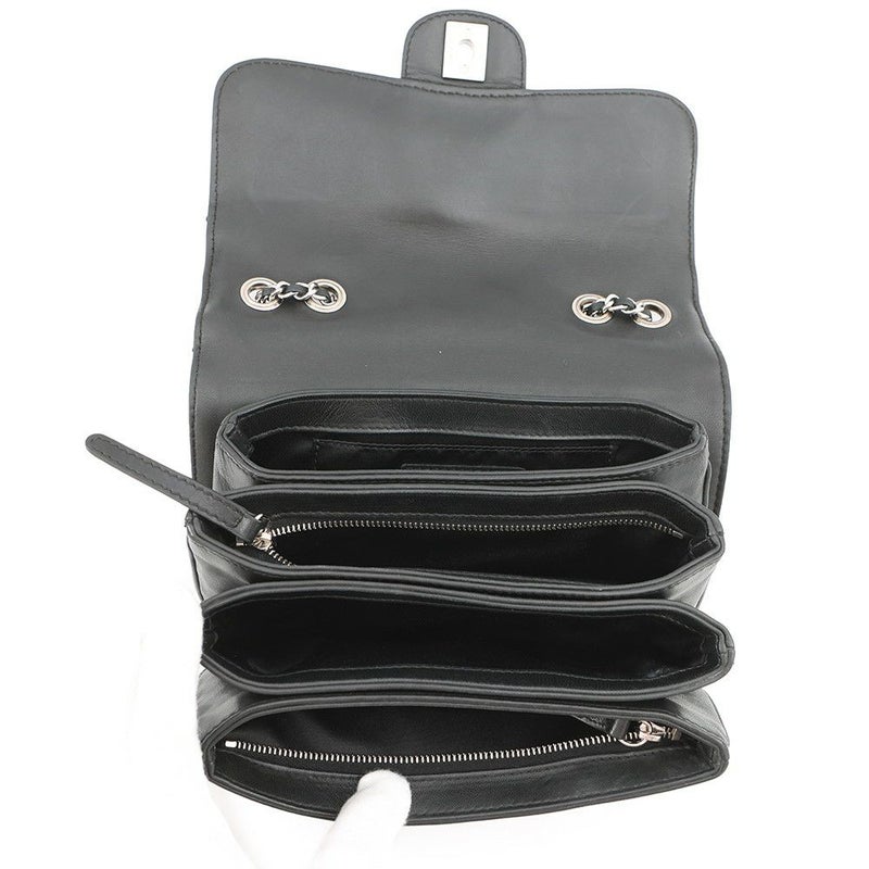 シャネル チェーンショルダーバッグ マトラッセ ココマーク マチポケット アコーディオン ラムスキン CHANEL 黒