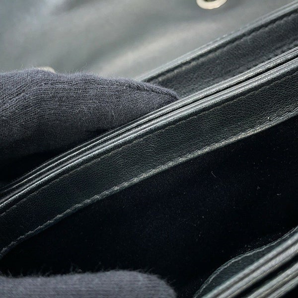 シャネル チェーンショルダーバッグ マトラッセ ココマーク マチポケット アコーディオン ラムスキン CHANEL 黒