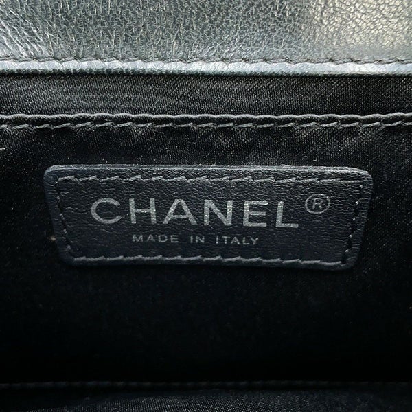 シャネル チェーンショルダーバッグ マトラッセ ココマーク マチポケット アコーディオン ラムスキン CHANEL 黒