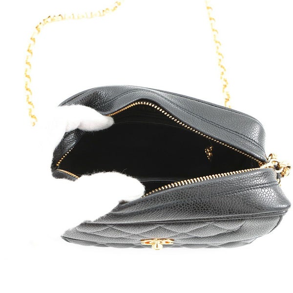 シャネル チェーンショルダーバッグ マトラッセ ココマーク キャビアスキン CHANEL 黒