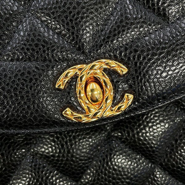 シャネル チェーンショルダーバッグ マトラッセ ココマーク キャビアスキン CHANEL 黒