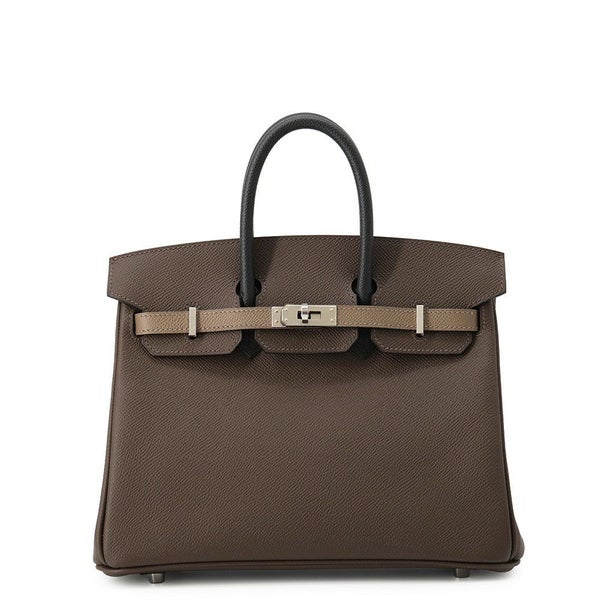 エルメス バーキン25 トリコロール エコルセ/ブラック/エトゥープ/シルバー金具 エプソン W刻印 HERMES Birkin ハンドバッグ