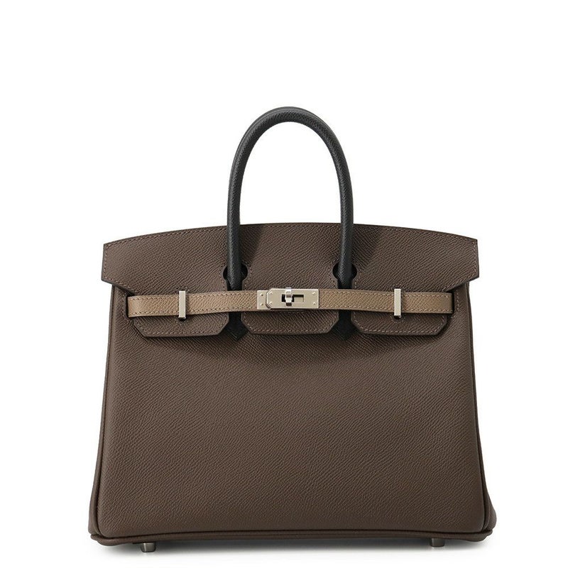 エルメス バーキン25 トリコロール エコルセ/ブラック/エトゥープ/シルバー金具 エプソン W刻印 HERMES Birkin ハンドバッグ