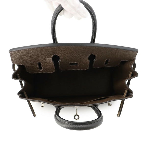 エルメス バーキン25 トリコロール エコルセ/ブラック/エトゥープ/シルバー金具 エプソン W刻印 HERMES Birkin ハンドバッグ